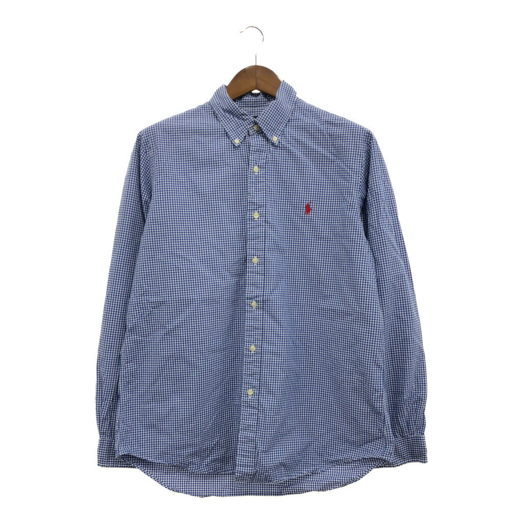 RALPH LAUREN ラルフローレン ボタンダウン 長袖シャツ ギンガムチェック ブルー (メンズ L) 中古 古着 P5399のサムネイル