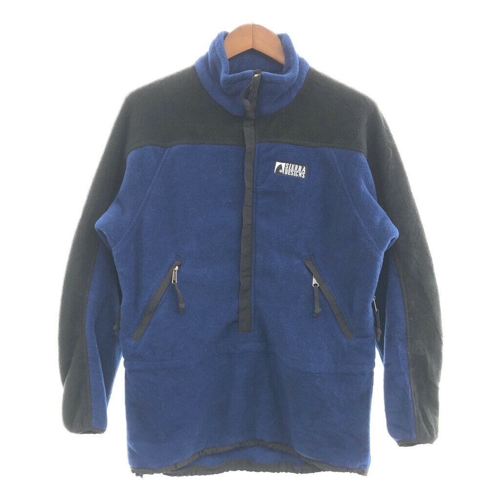USA製 SIERRA DESIGNS シエラ デザイン POLARTEC プルオーバーフリースジャケット アウトドア ネイビー (メンズ M) 中古 古着 P5607