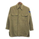 40年代 米軍実物 U.S.ARMY ウール マスタードシャツ ヴィンテージ ミリタリー カーキ (メンズ 15 1 2-32) P6025(4)