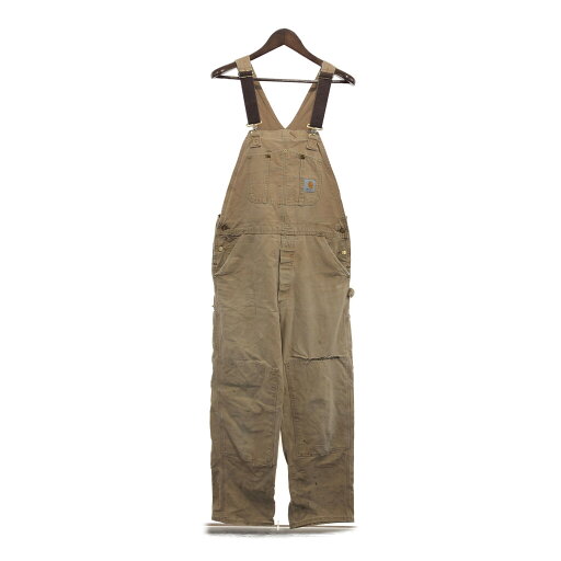 80年代 USA製 Carhartt カーハート ダック ワーク オーバーオール ダブルニー 大きいサイズ ブラウン (メンズ 38×34) 中古 古着 P6078 80年代 USA製 Carhartt カーハート ダック ワーク オーバーオール ダブルニー 大きいサイズ ブラウン (メンズ 38×34) 中古 古着 P6078