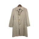 80年代 カナダ製 Aquascutum アクアスキュータム ステンカラー コート 防寒 フォーマル ベージュ (メンズ Mサイズ相当) 中古 古着 P6617