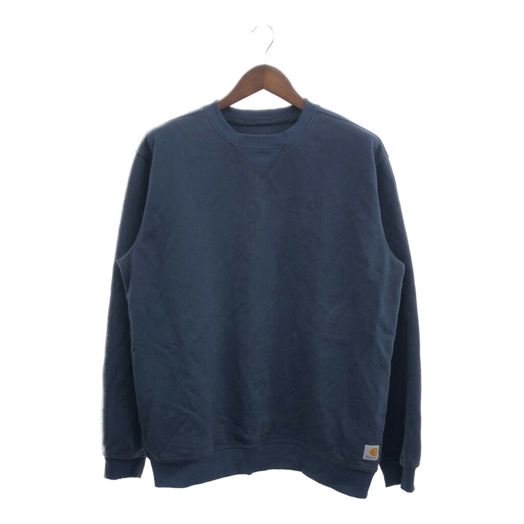 Carhartt カーハート スウェット トレーナー トップス ワーク ワンポイントロゴ ネイビー (メンズ L) 中古 古着 P6885