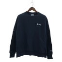 SALE///// Champion チャンピオン リバースウィーブ 企業ロゴ 刺繍 スウェット トップス ネイビー (メンズ XL) 中古 古着 P7136