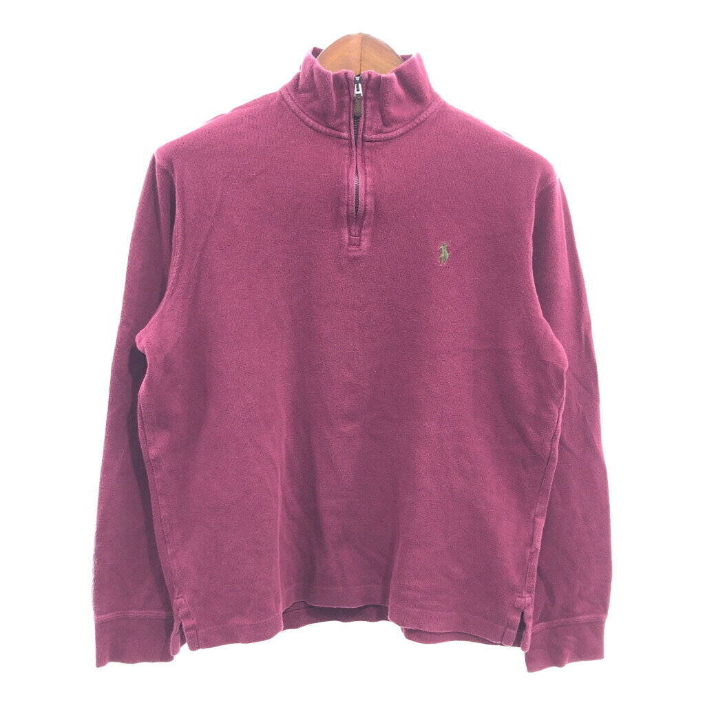 SALE///// Polo by Ralph Lauren ポロ ラルフローレン ドライバーズニット ハーフジップ セーター レッド (メンズ M) 中古 古着 P7243