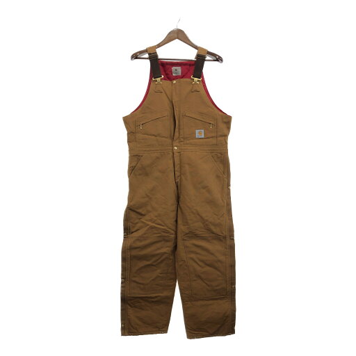 2000年代~ USA製 Carhartt カーハート ダック キルティング オーバーオール ワーク ブラウン (メンズ 40×30) 中古 古着 P7461 2000年代~ USA製 Carhartt カーハート ダック キルティング オーバーオール ワーク ブラウン (メンズ 40×30) 中古 古着 P7461