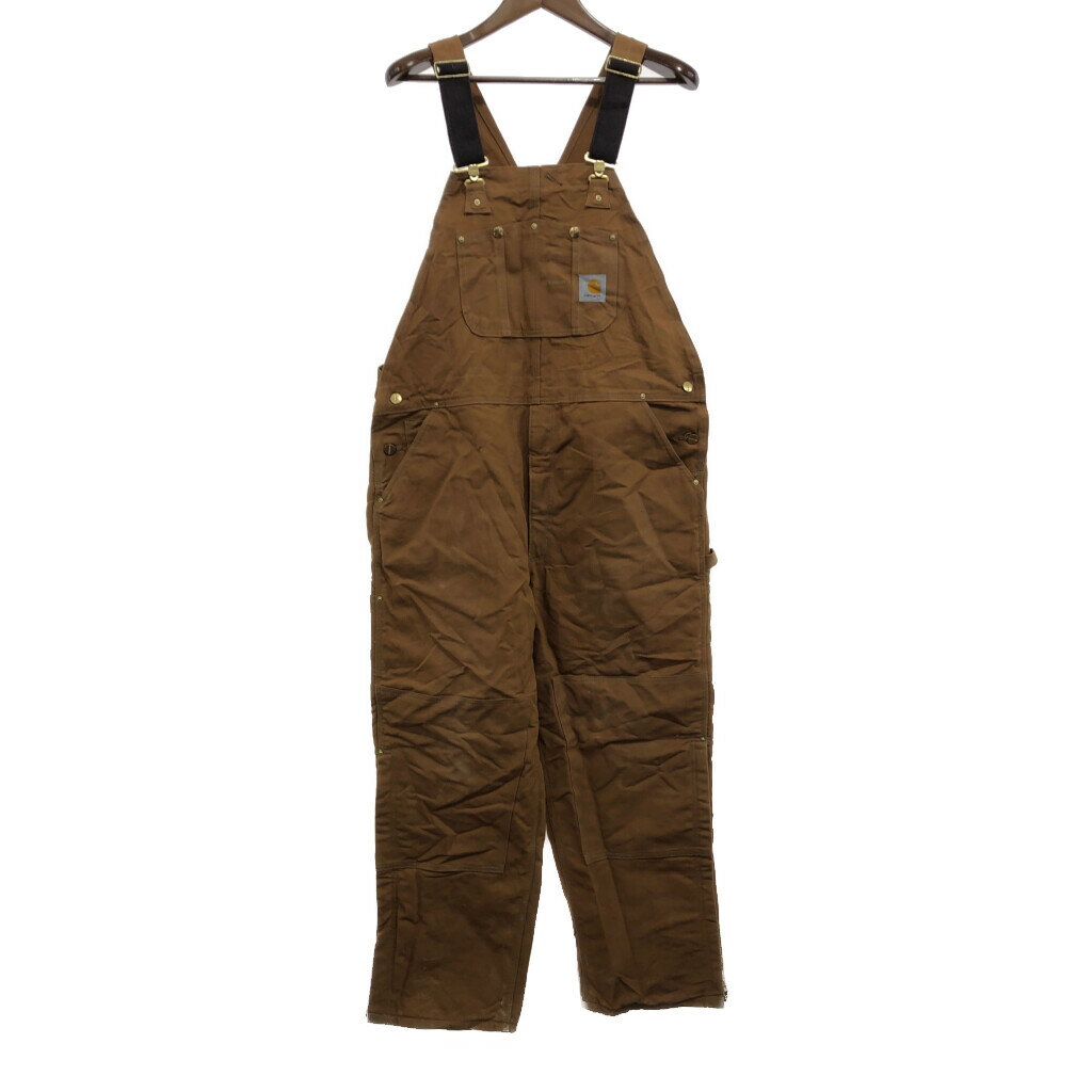 2000年代~ USA製 Carhartt カーハート ダック オーバーオール 大きいサイズ ダブルニー ワーク ブラウン (メンズ 42×30) 中古 古着 P7462