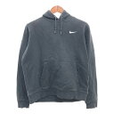 NIKE ナイキ プルオーバー スウェット パーカー トレーナー ワンポイントロゴ スポーツ ブラック (メンズ M) P7245
