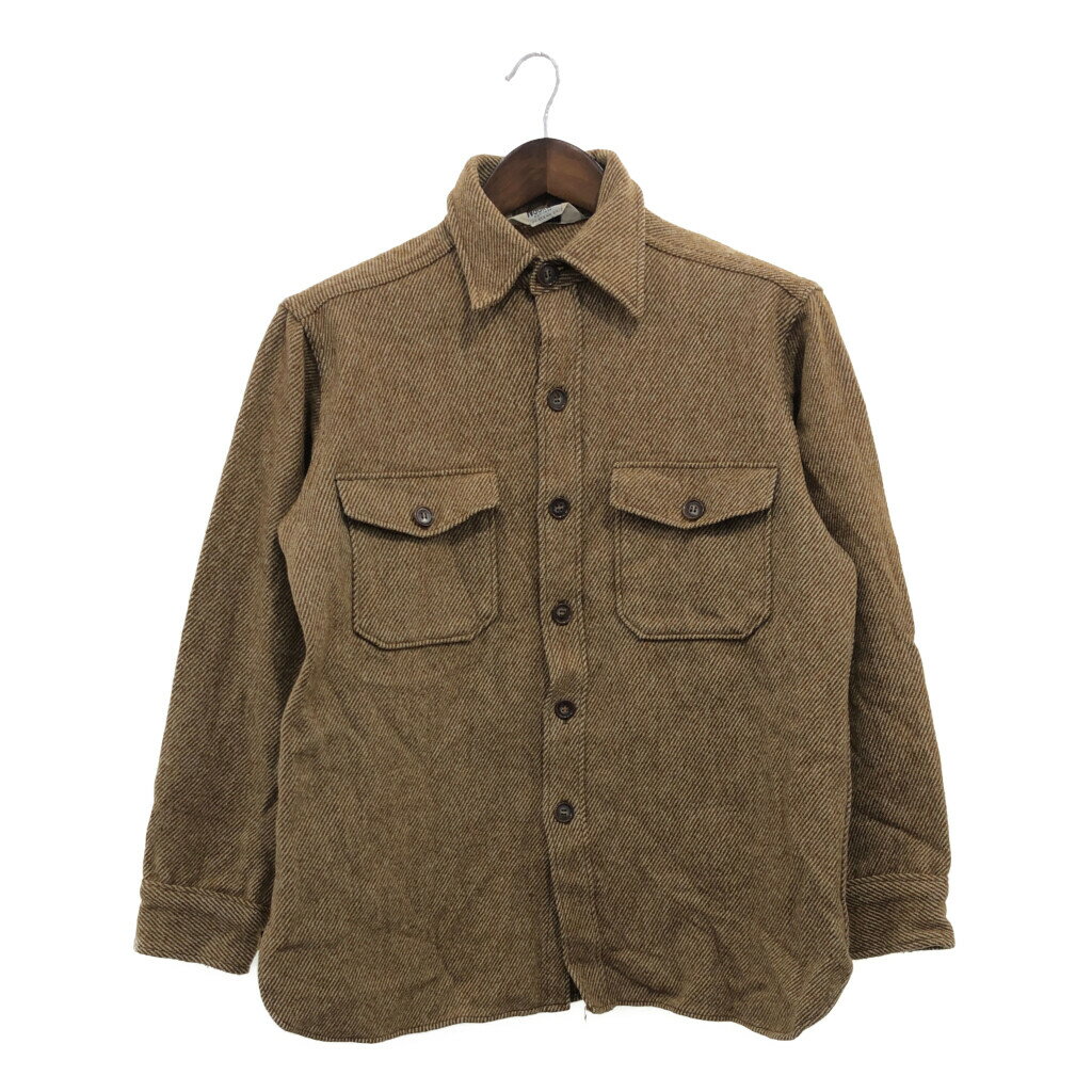 70年代 WOOLRICH ウールリッチ ウール 長袖シャツ トップス アメカジ ヴィンテージ ブラウン (メンズ L) 中古 古着 P8018