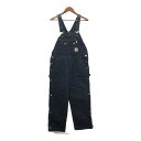 Carhartt カーハート ダック キルティング ダブルニー オーバーオール ボトムス ワーク ブラック (メンズ 38/30) 中古 古着 P8065