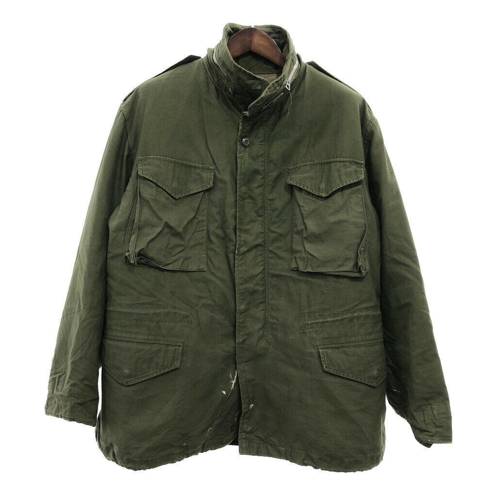70年代 米軍実物 U.S.ARMY M-65 フィールドジャケット 2nd ヴィンテージ ミリタリー オリーブ (メンズ LARGE-REGULAR) 中古 古着 P8525