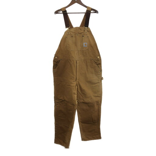 2000年代~ Carhartt カーハート ダック生地 裏地キルティング オーバーオール ダブルニー ブラウン (メンズ 44/30) 中古 古着 P8956 2000年代~ Carhartt カーハート ダック生地 裏地キルティング オーバーオール ダブルニー ブラウン (メンズ 44/30) 中古 古着 P8956