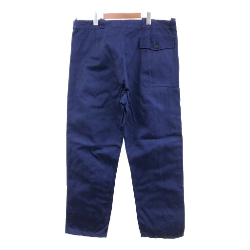 80年代 ユーロ ワーク モールスキン パンツ ボトムス ツータック ブルー (メンズ 37×31) 中古 古着 P9104