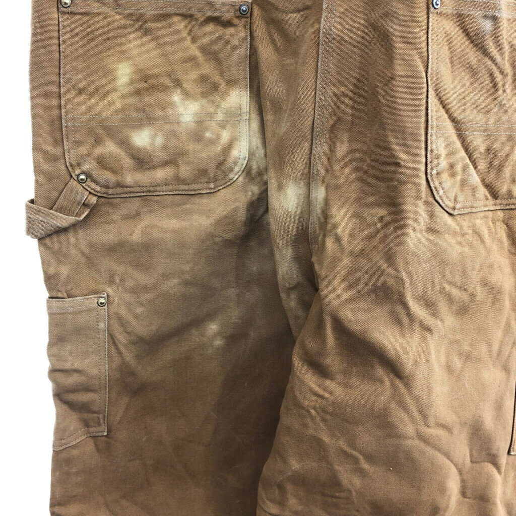 Carhartt カーハート ダック ダブルニー オーバーオール 大きいサイズ ワーク ブラウン (メンズ 40×34) 中古 古着 P9264