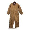 90年代 USA製 Carhartt カーハート ダック オールインワン 大きいサイズ ワーク ブラウン (メンズ 46 REGULAR) 中古 古着 P940...