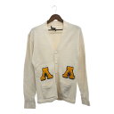 70年代 MIAMI KNITTING MILLS アクリル レタード カーディガン ヴィンテージ カレッジ ホワイト (メンズ L相当) Q0561(4)