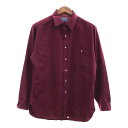 70年代 USA製 PENDLETON ペンドルトン ウールシャツ ヴィンテージ エルボーパッチ ワインレッド (メンズ L) Q0138(4)