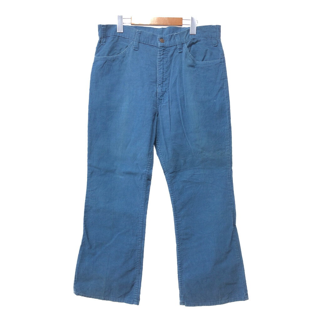 70年代 USA製 Levi's リーバイス 646 コーデュロイ フレア パンツ アメカジ ブルー (メンズ 36/32) 中古 古着 Q1120