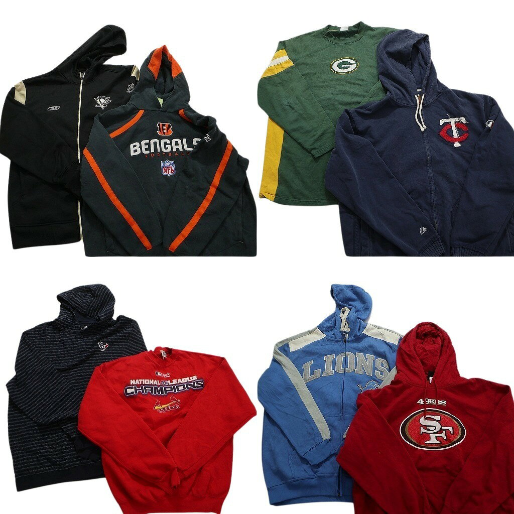 古着卸 まとめ売り プロチーム スウェット 8枚セット (メンズ XL ) NFLパッカーズ ライオンズ フルジップパーカー SW2 MR9053