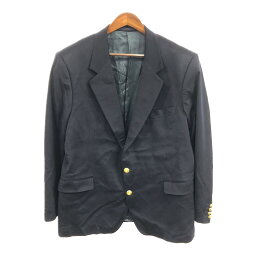 80年代 イングランド製 Aquascutum アクアスキュータム カシミヤ テーラードジャケット 紺ブレ ネイビー (メンズ 46R) 中古 古着 Q1705