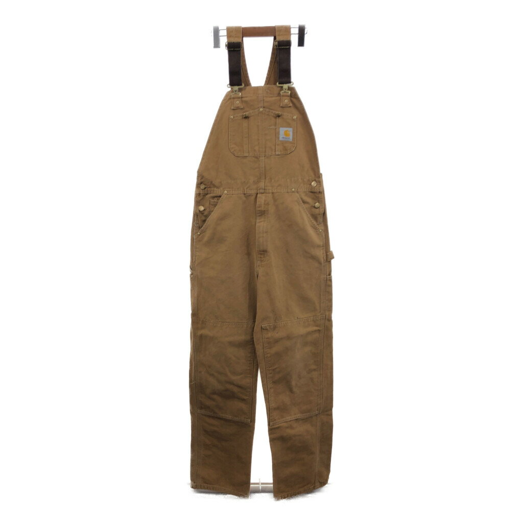 Carhartt カーハート ダック ダブルニー オーバーオール ブラウン (メンズ L相当) 中古 古着 Q2478
