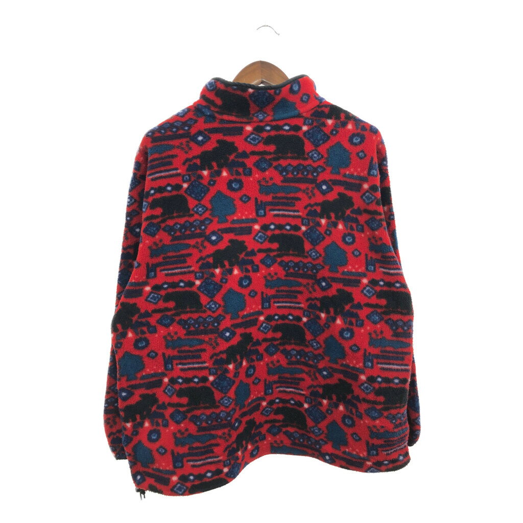 90年代 L.L.Bean エルエルビーン ハーフスナップ プルオーバー フリースジャケット アウトドア 総柄 (メンズ XL相当) 中古 古着 Q2678