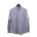 90年代 RALPH LAUREN ラルフローレン BD 長袖シャツ ワンポイントロゴ ストライプ パープル (メンズ XL) 中古 古着 Q3184