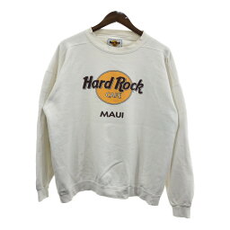 USA製 HARD ROCK CAFE ハードロックカフェMAUI クルーネック スウェット ホワイト (メンズ XL) 中古 古着 Q3673