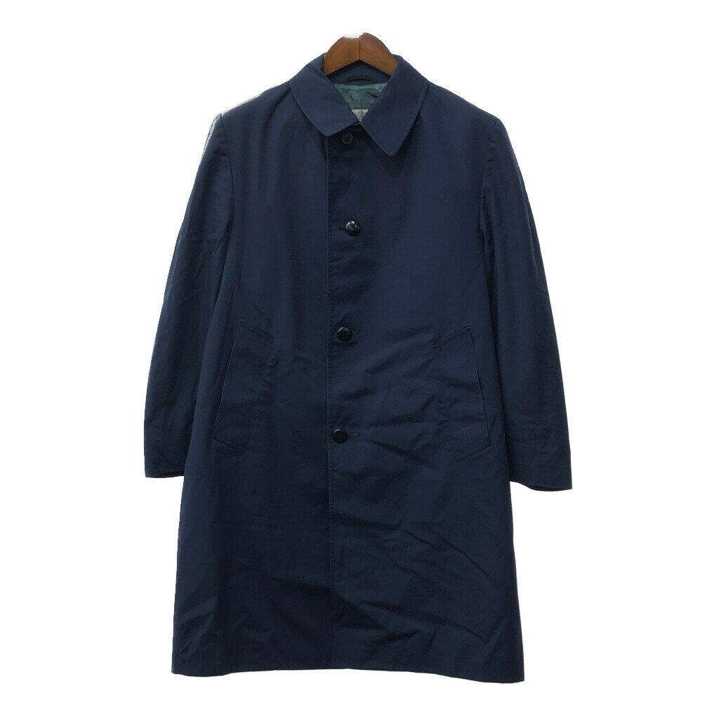 80年代 Aquascutum アクアスキュータム aqua 5 スタンドカラー コート ネイビー (メンズ 40 Short) 中古 古着 Q3783