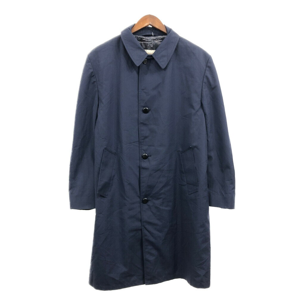 80年代 Aquascutum アクアスキュータム AQUA5 ステンカラーコート ネイビー (メンズ 44) 中古 古着 Q3876