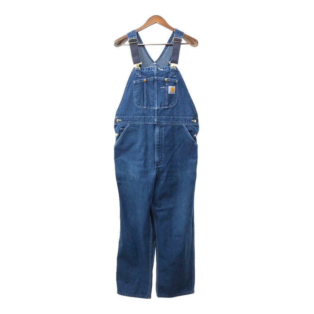 Carhartt カーハート デニム ビブオーバーオール アメカジ ワーク ライトブルー (メンズ L相当) 中古 古着 Q4039