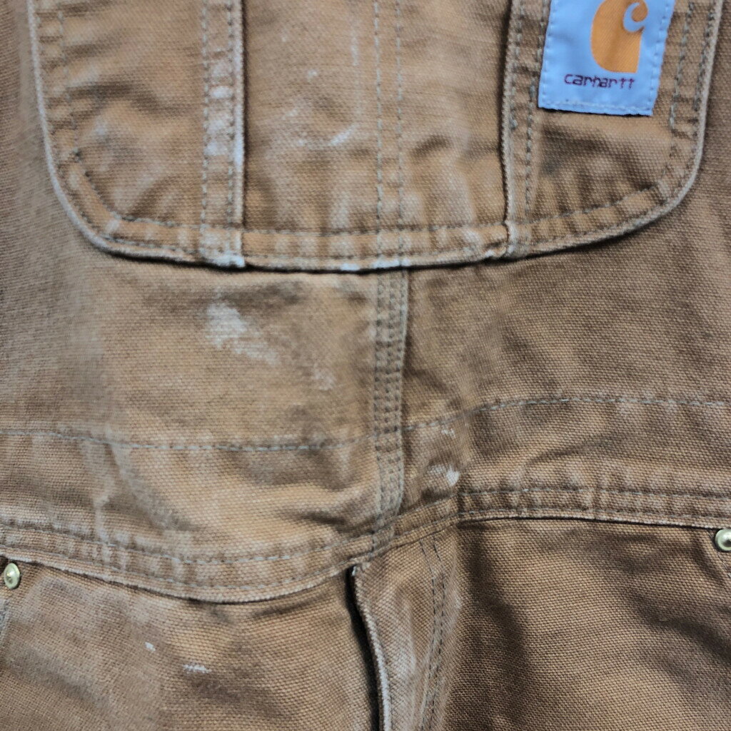 Carhartt カーハート ダブルニー ビブオーバーオール ワーク ダック地 ライトブラウン (メンズ W32 L32) 中古 古着 Q4073