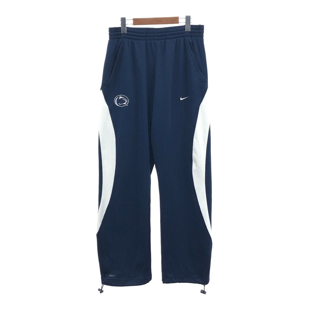 2000年代~ NIKE ナイキ カレッジ チームロゴ ジャージ トラックパンツ スポーツ ネイビー (メンズ L) 中古 古着 Q4504