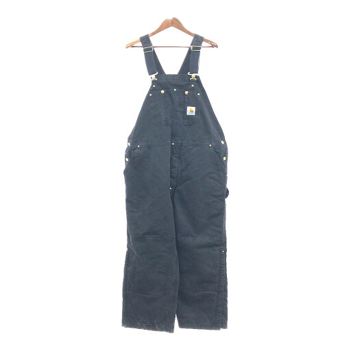 90年代 USA製 Carhartt カーハート ダック ダブルニー ビブオーバーオール ブラック (メンズ Ⅼ相当) 中古 古着 Q4631 90年代 USA製 Carhartt カーハート ダック ダブルニー ビブオーバーオール ブラック (メンズ Ⅼ相当) 中古 古着 Q4631