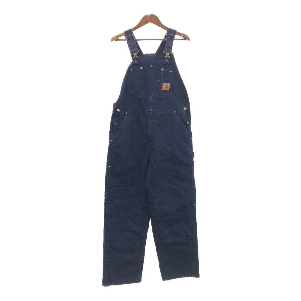 00年代 Carhartt カーハート ダック ダブルニー ビブオーバーオール 大きいサイズ ブラック (メンズ W38 L30) 中古 古着 Q5230