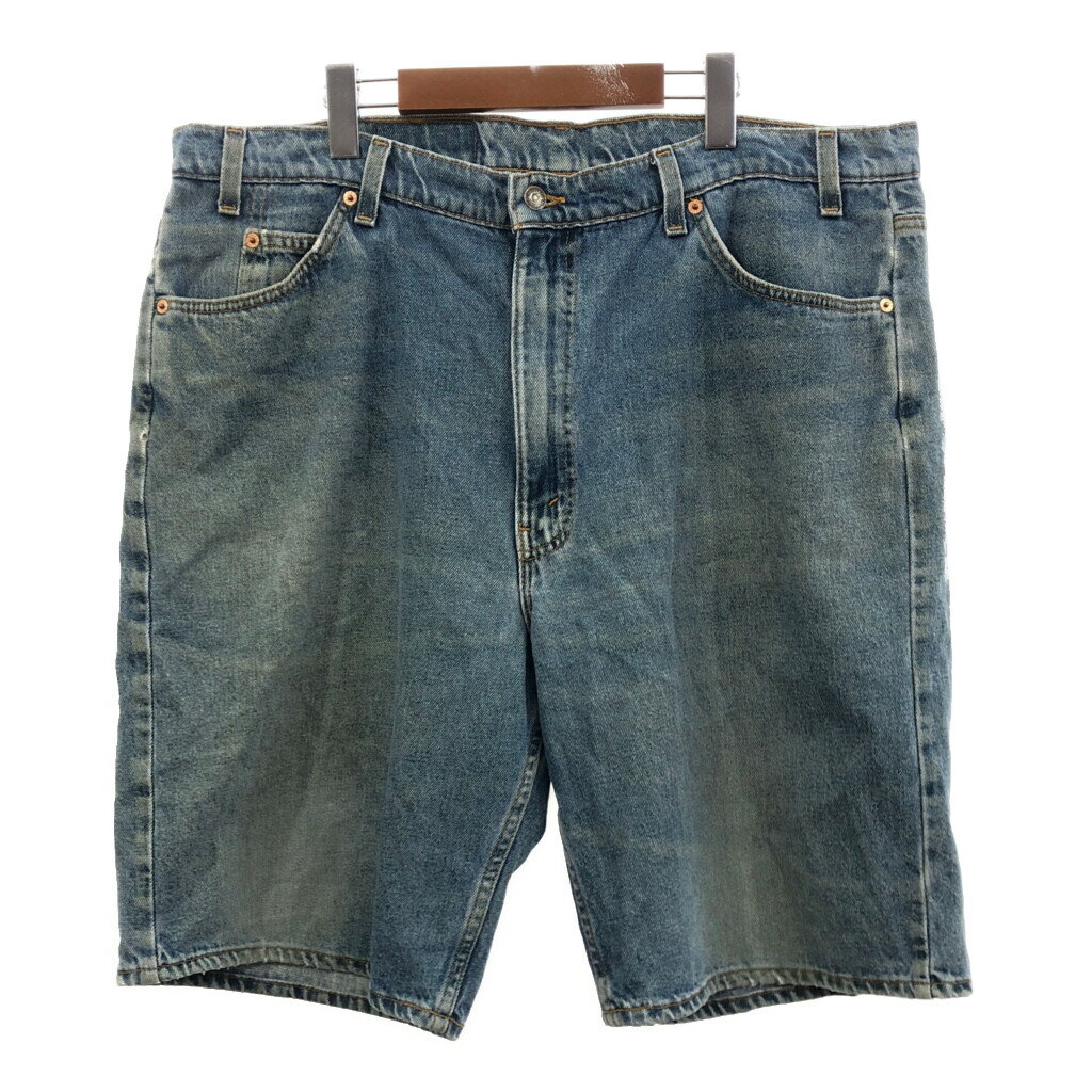 90年代 USA製 Levi\'s リーバイス 550 デニム ショートパンツ 大きいサイズ ブルー (メンズ W42 L11) 中古 古着 Q5511