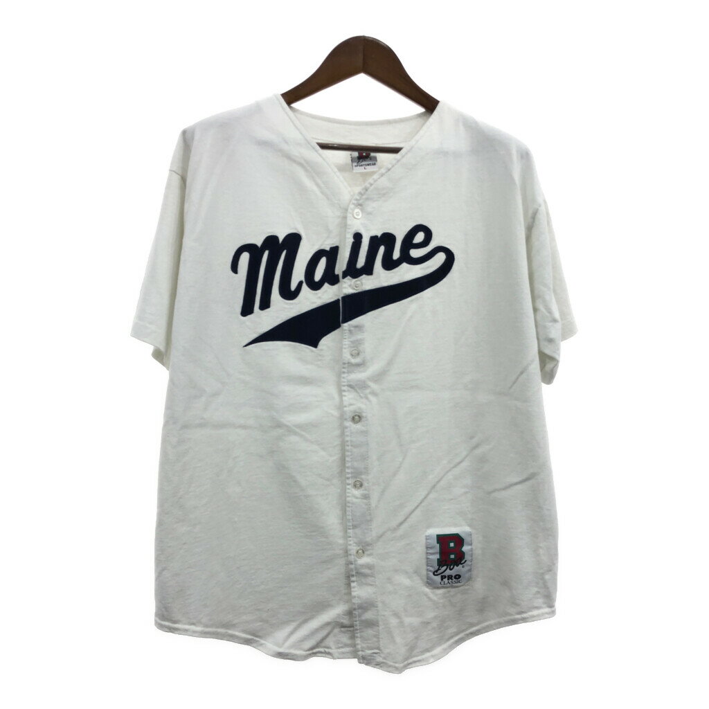 90年代 USA製 BOA SPORTSWEAR ベースボールシャツ ユニフォーム スポーツ ホワイト (メンズ L) 中古 古着 Q5534