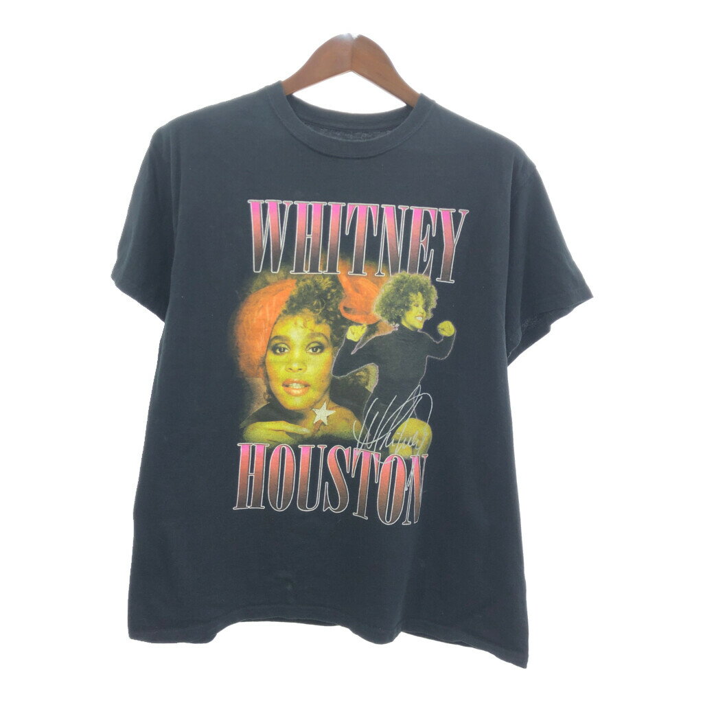 WHITNEY HOUSTON ホイットニー・ヒューストン 半袖Tシャツ ブラック (メンズ L) 中古 古着 Q5757