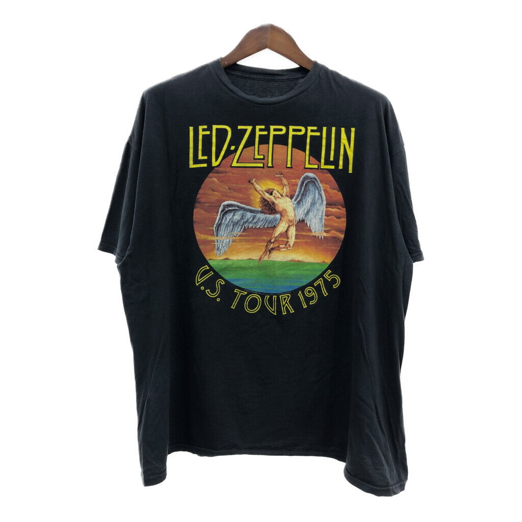 楽天YAMAHISA USEDCLOTHINGSHOPLED ZEPPELIN レッド・ツェッペリン ツアー 半袖Tシャツ 大きいサイズ バンドT ブラック （メンズ 2XL） 中古 古着 Q5763