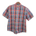 SALE///// 90年代 Eddie Bauer エディーバウアー ボタンダウン 半袖シャツ アウトドア ワンポイントロゴ チェック (メンズ L) Q57...