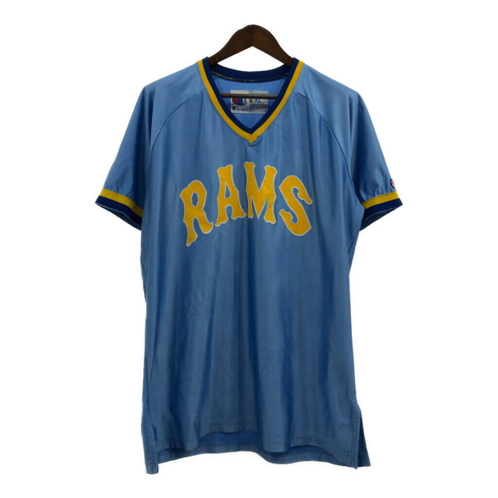 90年代 USA製 Champion チャンピオン フットボール ゲームシャツ ユニフォーム ライトブルー (メンズ XL) 中古 古着 Q5989 1