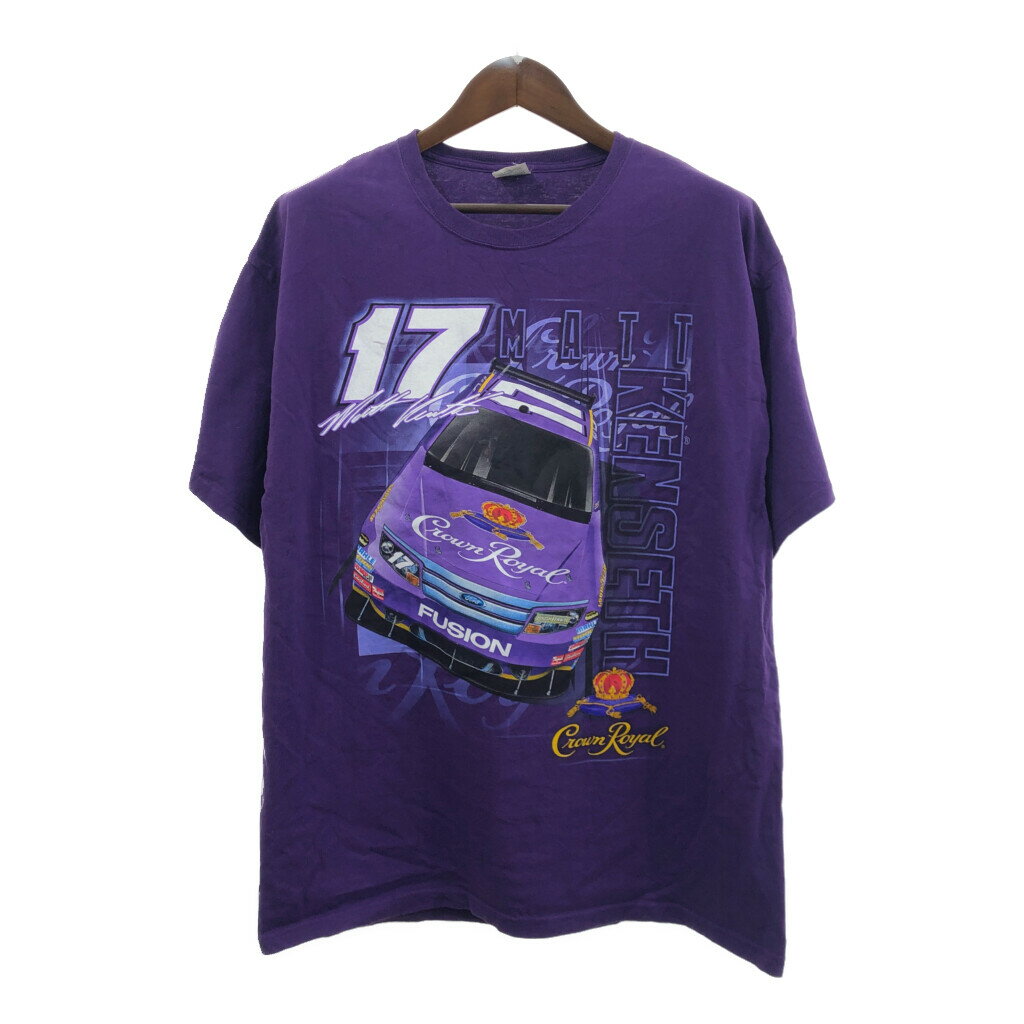 Crown Royal クラウンロイヤル レーシング 半袖Tシャツ 企業ロゴ ウイスキー パープル (メンズ XL) 中古 古着 Q6035