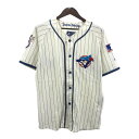 90年代 STARTER スターター MLB トロント・ブルージェイス ユニフォーム プロチーム ストライプ ホワイト (メンズ M) 中古 古着 Q6131
