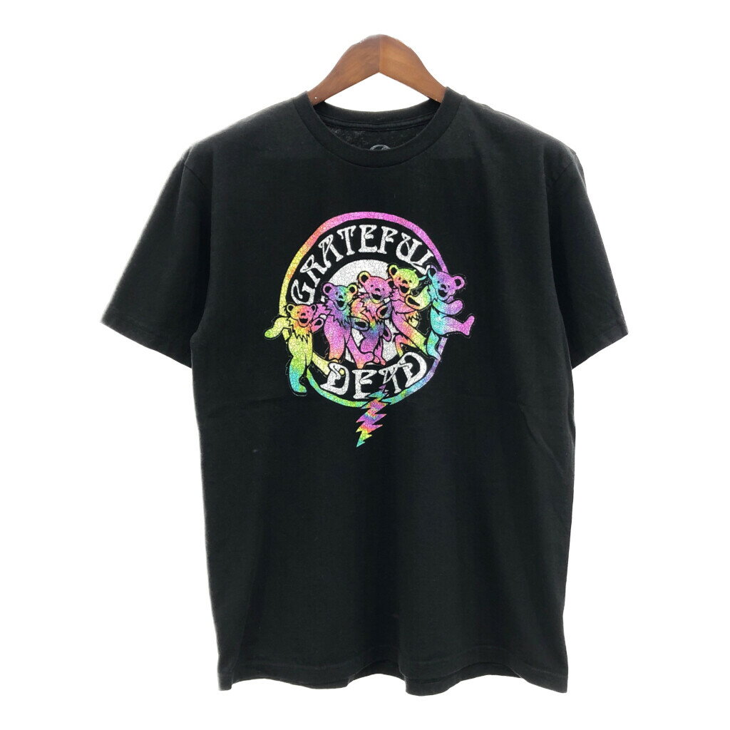 GRATEFUL DEAD グレートフル・デッド ダンシングベア 半袖Tシャツ バンドT ロゴ ブラック (メンズ L) 中古 古着 Q6078