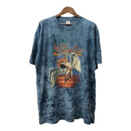 90年代 Led Zeppelin レッドツェッペリン タイダイ 半袖Tシャツ バンドT ライトブルー (メンズ XL) 中古 古着 Q6189