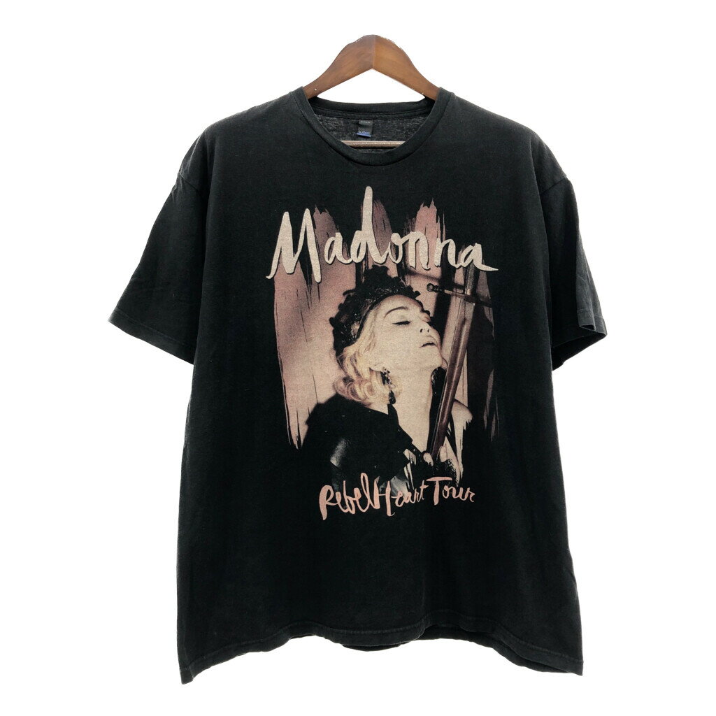 Madonna マドンナ ツアー 半袖Tシャツ 大きいサイズ ブラック (メンズ 2XL) 中古 古着 Q6321