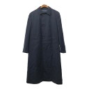 80年代 カナダ製 Aquascutum アクアスキュータム ステンカラーコート ネイビー (メンズ M) 中古 古着 Q6760