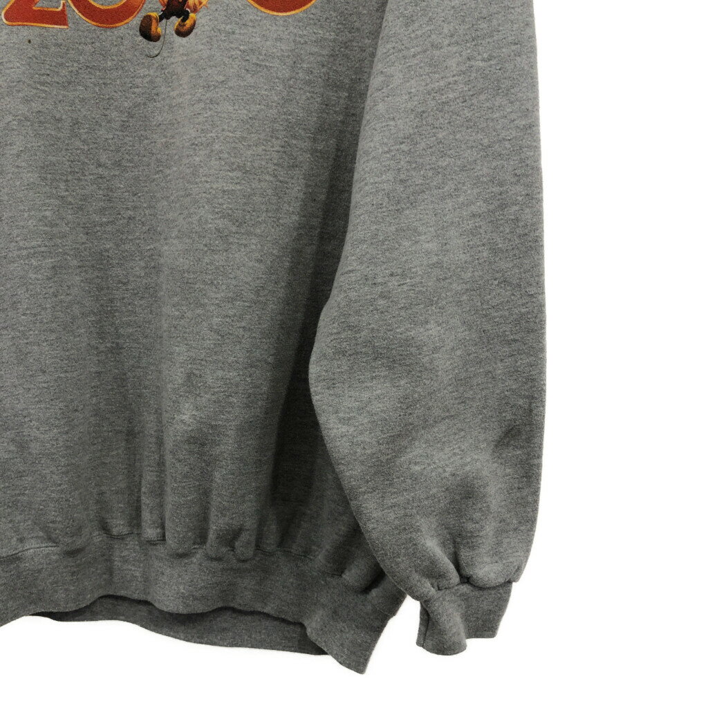 00年代 USA製 Disney ディズニー ミッキーマウス 2000 スウェット キャラクター グレー (メンズ XL) 中古 古着 Q6951