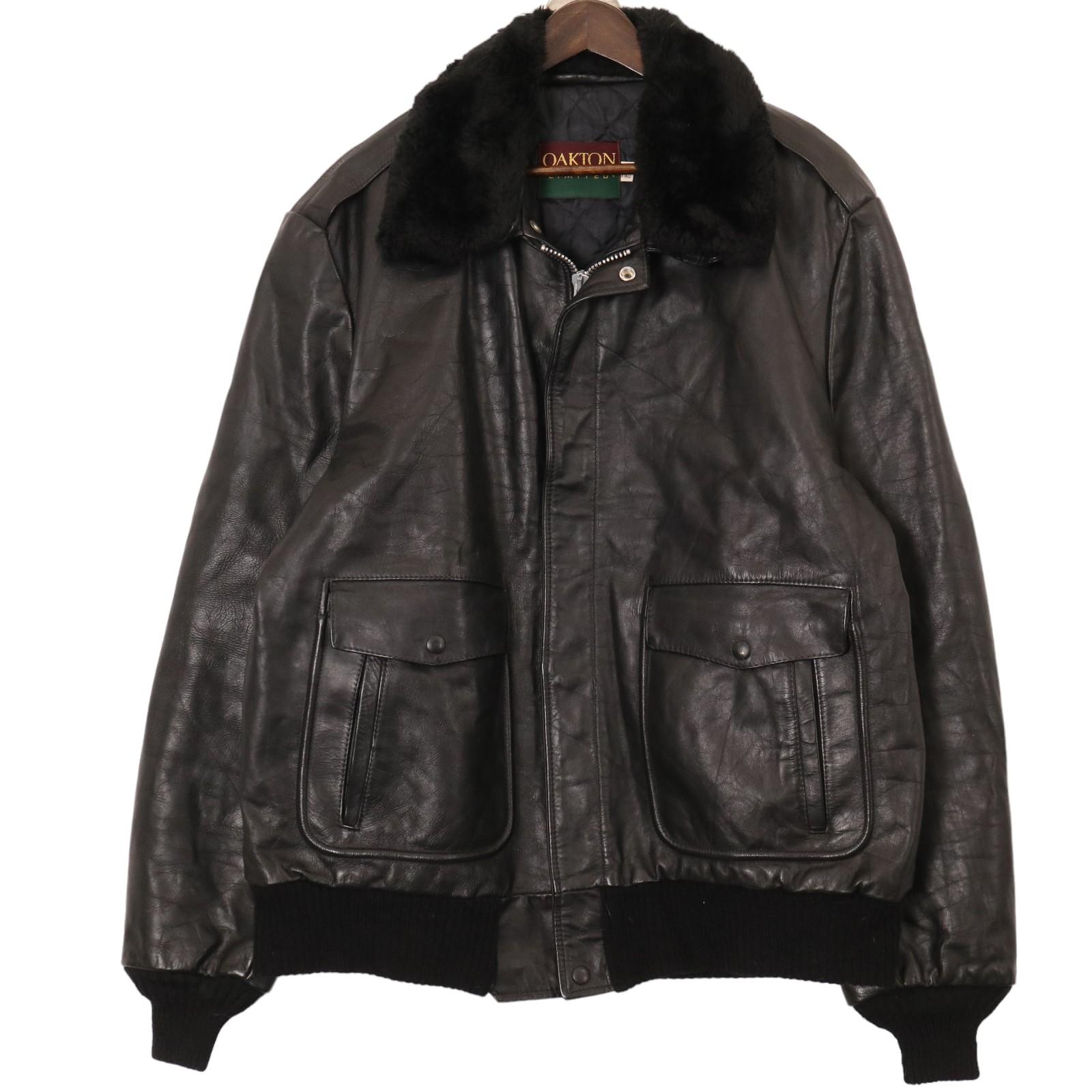 OAKTON G1タイプ ミリタリー ジャケット 裏地キルティング 防寒 黒 (メンズ XT 48) 中古 古着 A0009