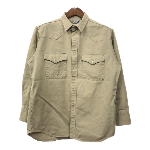 Carhartt カーハート ウエスタンシャツ ベージュ (メンズ M相当) 中古 古着 Q7219 Carhartt カーハート ウエスタンシャツ ベージュ (メンズ M相当) 中古 古着 Q7219