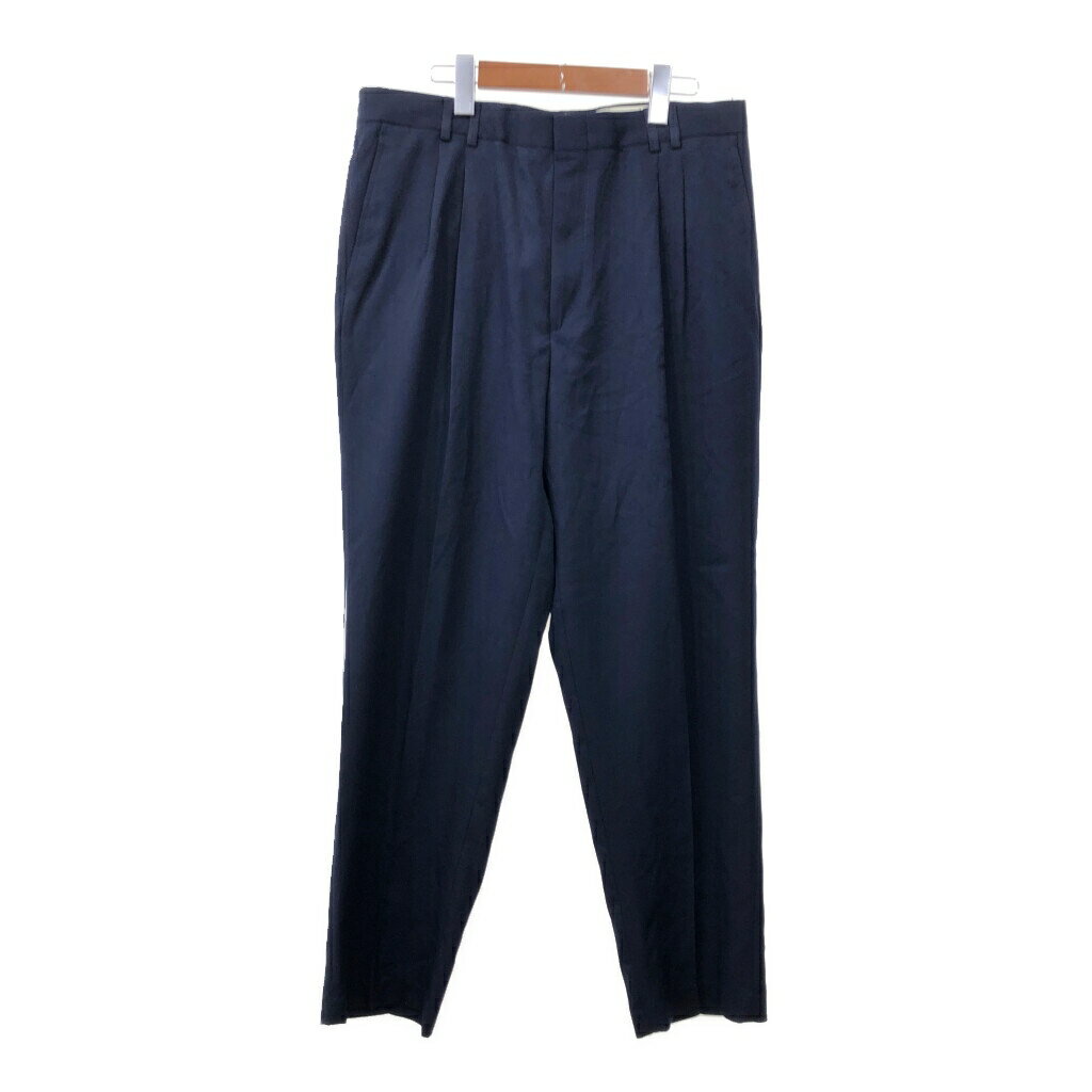 90年代 CITY STREETS 2タック スラックスパンツ ネイビー (メンズ W34) 中古 古着 Q7374